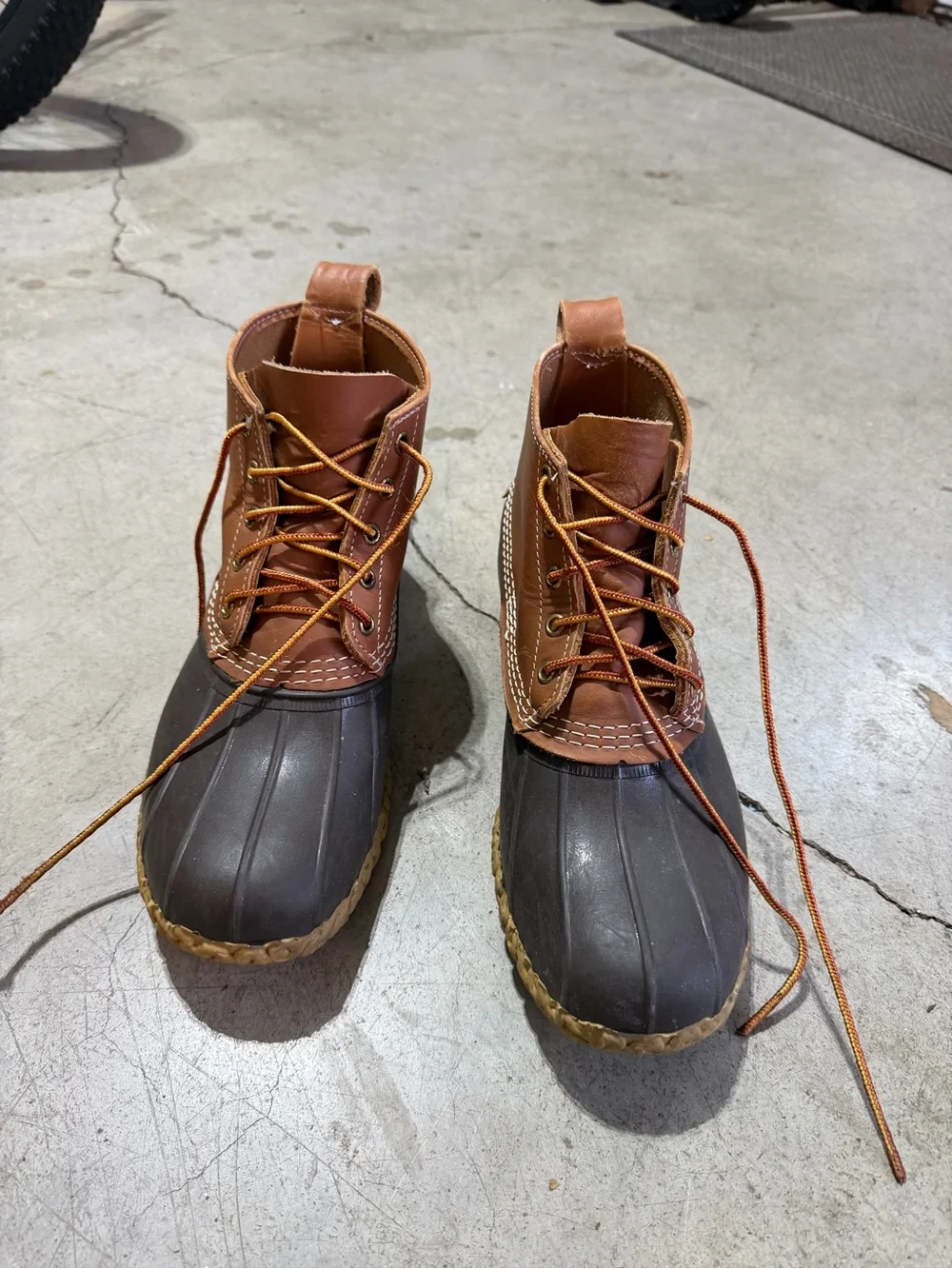 L.L. Bean Brown Leather and Dark Brown Rubber Duck Boots
